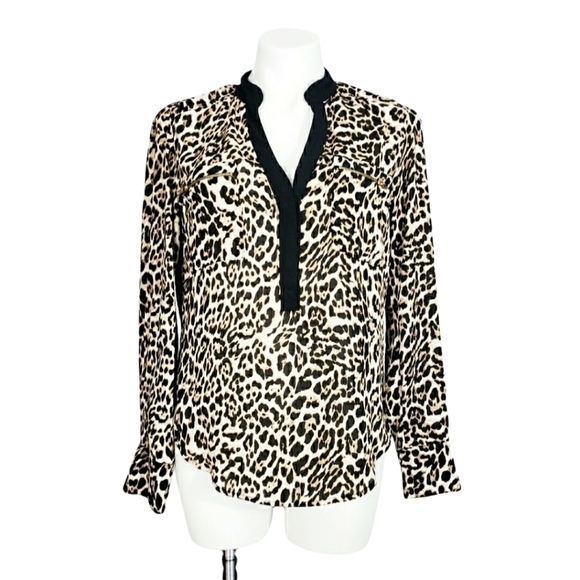 mnk leopard animal print blouse - Picture 1 of 3
